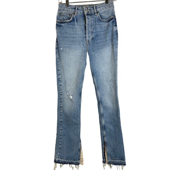 We The‎ Free High-Rise Straight Jeans Inner Seam Lace Flare Details Size 27 - Picture 1 of 8